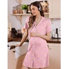 Ekouaer Nursing Nightgown Labor and Delivery Gown Maternity Pajamas Dress(Pink Teddy Bear)