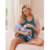 Ekouaer Nursing Pajamas Set Postpartum Tank Tops and Shorts(B-floral Green)