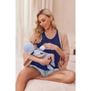 Ekouaer Nursing Pajamas Set Postpartum Tank Tops and Shorts(Blue-navy Star)