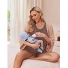 Ekouaer Nursing Pajamas Set Postpartum Tank Tops and Shorts(Brown)