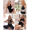 Ekouaer Nursing Pajamas Set Postpartum Tank Tops and Shorts(Floral Black)