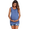 Ekouaer Nursing Pajamas Set Postpartum Tank Tops and Shorts(Floral Blue)