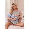 Ekouaer Nursing Pajamas Set Postpartum Tank Tops and Shorts(Light Grey Stripe)