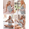 Ekouaer Nursing Pajamas Set Postpartum Tank Tops and Shorts(Light Grey Stripe)