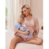 Ekouaer Nursing Pajamas Set Postpartum Tank Tops and Shorts(Pink)