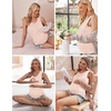 Ekouaer Nursing Pajamas Set Postpartum Tank Tops and Shorts(Pink-grey Star)