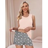 Ekouaer Nursing Pajamas Set Postpartum Tank Tops and Shorts(Pink-grey Star)