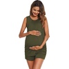 Ekouaer Nursing Pajamas Set Postpartum Tank Tops and Shorts(S-army Green)