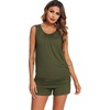 Ekouaer Nursing Pajamas Set Postpartum Tank Tops and Shorts(S-army Green)