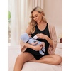 Ekouaer Nursing Pajamas Set Postpartum Tank Tops and Shorts(S-black)