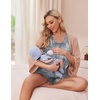 Ekouaer Nursing Pajamas Set Postpartum Tank Tops and Shorts(Tie Dye-grey)
