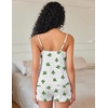 Ekouaer Pajama Sets for Women Cute Printed Lace Cami Pj Shorts Set(White Cactus)
