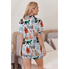 Ekouaer Pajamas for Women Set 2 Piece Soft Button Down Top and Shorts(Blue Cat Print)