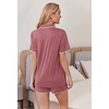 Ekouaer Pajamas for Women Set 2 Piece Soft Button Down Top and Shorts(Dusty Mauve)