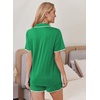 Ekouaer Pajamas for Women Set 2 Piece Soft Button Down Top and Shorts(Green)
