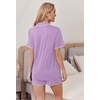 Ekouaer Pajamas for Women Set 2 Piece Soft Button Down Top and Shorts(Lavender)