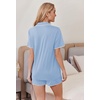 Ekouaer Pajamas for Women Set 2 Piece Soft Button Down Top and Shorts(Light Blue)