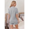 Ekouaer Pajamas for Women Set 2 Piece Soft Button Down Top and Shorts(Light Gray)