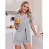 Ekouaer Pajamas for Women Set 2 Piece Soft Button Down Top and Shorts(Light Gray)