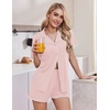 Ekouaer Pajamas for Women Set 2 Piece Soft Button Down Top and Shorts(Pink)