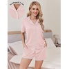 Ekouaer Pajamas for Women Set 2 Piece Soft Button Down Top and Shorts(Pink)