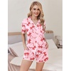 Ekouaer Pajamas for Women Set 2 Piece Soft Button Down Top and Shorts(Pink Bow Tie)