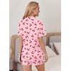 Ekouaer Pajamas for Women Set 2 Piece Soft Button Down Top and Shorts(Red Cherry)