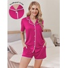 Ekouaer Pajamas for Women Set 2 Piece Soft Button Down Top and Shorts(Rose)