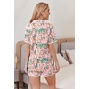 Ekouaer Pajamas for Women Set 2 Piece Soft Button Down Top and Shorts(Tropical Print)