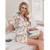 Ekouaer Pajamas for Women Set 2 Piece Soft Button Down Top and Shorts(Tropical Print)