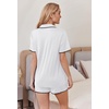 Ekouaer Pajamas for Women Set 2 Piece Soft Button Down Top and Shorts(White)