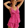 Ekouaer Women 2 Piece V Neck Tank Top Shorts Pajama Set Lingerie Sleepwear(Pink Leopard Print)