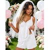 Ekouaer Women 2 Piece V Neck Tank Top Shorts Pajama Set Lingerie Sleepwear(White)