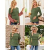 Ekouaer Women 3 Packs Nursing Shirts Long Sleeve Breastfeeding Tops Round Neck Postpartum Clothes Double Layer Maternity Tee(Black/Brown/Army Green)