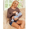 Ekouaer Women 3 Packs Nursing Shirts Long Sleeve Breastfeeding Tops Round Neck Postpartum Clothes Double Layer Maternity Tee(Black/Brown/Burgundy)