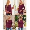 Ekouaer Women 3 Packs Nursing Shirts Long Sleeve Breastfeeding Tops Round Neck Postpartum Clothes Double Layer Maternity Tee(Black/Brown/Burgundy)