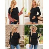 Ekouaer Women 3 Packs Nursing Shirts Long Sleeve Breastfeeding Tops Round Neck Postpartum Clothes Double Layer Maternity Tee(Black/Brown/Burgundy)