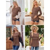 Ekouaer Women 3 Packs Nursing Shirts Long Sleeve Breastfeeding Tops Round Neck Postpartum Clothes Double Layer Maternity Tee(Black/Brown/Khaki)