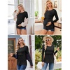 Ekouaer Women 3 Packs Nursing Shirts Long Sleeve Breastfeeding Tops Round Neck Postpartum Clothes Double Layer Maternity Tee(Black/Burgundy/Medium Gray)