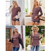 Ekouaer Women 3 Packs Nursing Shirts Long Sleeve Breastfeeding Tops Round Neck Postpartum Clothes Double Layer Maternity Tee(Black/Burgundy/Medium Gray)