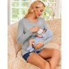 Ekouaer Women 3 Packs Nursing Shirts Long Sleeve Breastfeeding Tops Round Neck Postpartum Clothes Double Layer Maternity Tee(Black/Grey/Purple)