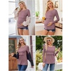 Ekouaer Women 3 Packs Nursing Shirts Long Sleeve Breastfeeding Tops Round Neck Postpartum Clothes Double Layer Maternity Tee(Black/Grey/Purple)