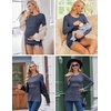 Ekouaer Women 3 Packs Nursing Shirts Long Sleeve Breastfeeding Tops Round Neck Postpartum Clothes Double Layer Maternity Tee(Black/Navy Blue/Dark Red)