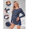 Ekouaer Women 3 Packs Nursing Shirts Long Sleeve Breastfeeding Tops Round Neck Postpartum Clothes Double Layer Maternity Tee(Black/Navy Blue/Dark Red)