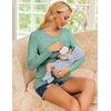 Ekouaer Women 3 Packs Nursing Shirts Long Sleeve Breastfeeding Tops Round Neck Postpartum Clothes Double Layer Maternity Tee(Black/Wine Red/Light Green)