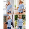 Ekouaer Women 3 Packs Nursing Shirts Long Sleeve Breastfeeding Tops Round Neck Postpartum Clothes Double Layer Maternity Tee(Light Green/Light Blue/Stripes)