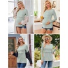 Ekouaer Women 3 Packs Nursing Shirts Long Sleeve Breastfeeding Tops Round Neck Postpartum Clothes Double Layer Maternity Tee(Light Green/Light Blue/Stripes)