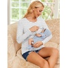 Ekouaer Women 3 Packs Nursing Shirts Long Sleeve Breastfeeding Tops Round Neck Postpartum Clothes Double Layer Maternity Tee(Light Green/Light Blue/Stripes)