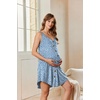 Ekouaer Women 3 in 1 Labor and Delivery/Maternity/Nursing Nightgown Button Down Sleeveless Pregnancy Dress for Breastfeeding(Light Blue Floral)
