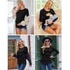Ekouaer Women Long Sleeve Nursing Shirts 3 Pack Breastfeeding Round Neck Top Double Layer Maternity Tshirt Pregnancy Clothes(Black/Light Grey/Dirty Pink)